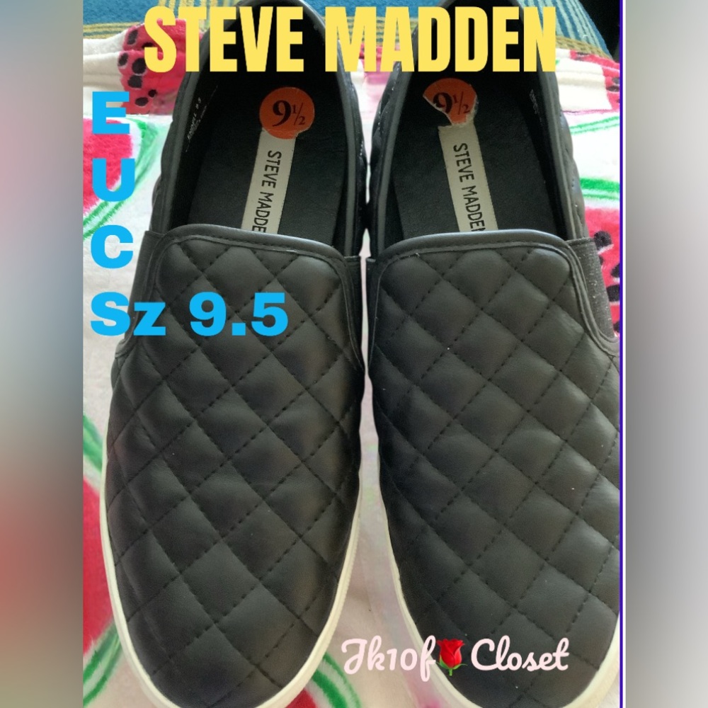 LOWEST🌺Steve Madden Sz 9.5 EUC BLACK QUILTED ENDELL SHOES